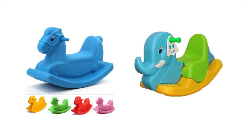 Bập bênh nhựa hình thú cao cấp nhiều màu sắc cho bé