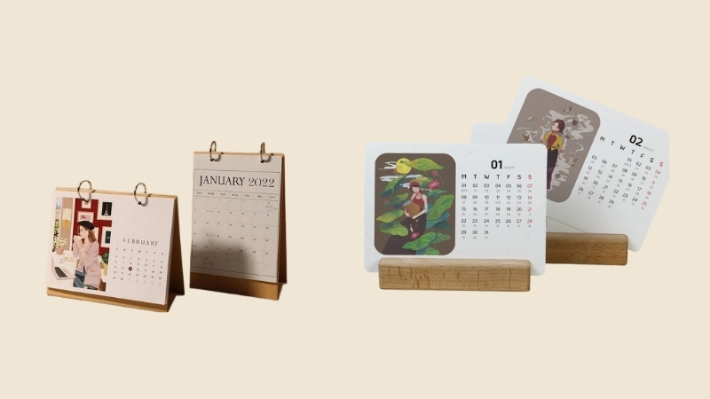 Tiki cung cấp đa dạng c&aacute;c loại lịch b&agrave;n từ chất liệu giấy truyền thống đến đế gỗ