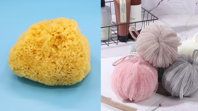 B&ocirc;ng tắm cho b&eacute; gồm bọt biển tự nhi&ecirc;n si&ecirc;u mềm cho sơ sinh v&agrave; b&ocirc;ng lưới tạo bọt cho b&eacute; lớn