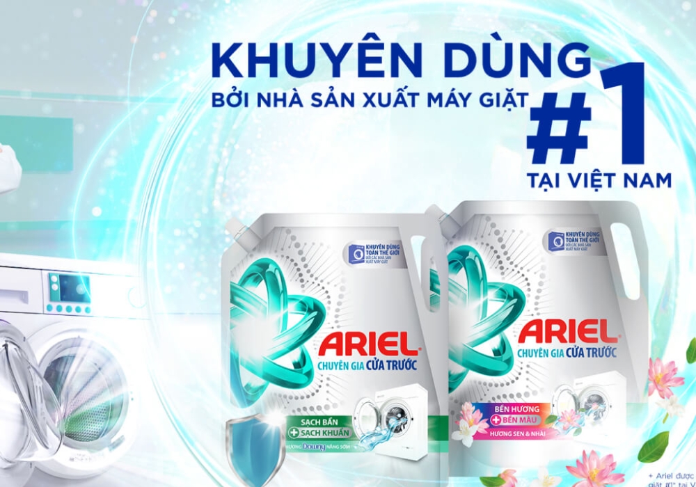 Nước giặt Ariel thương hiệu nước giặt được nhiều gia đình Việt lựa chọn
