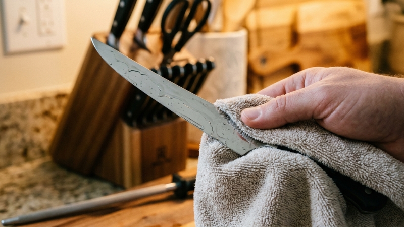 Bảo quản dao lọc xương bền bỉ bằng c&aacute;ch vệ sinh thủ c&ocirc;ng v&agrave; cất giữ trong gi&aacute; gỗ chuy&ecirc;n dụng