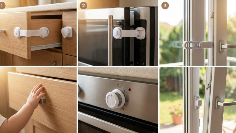 Các loại khóa bảo vệ giúp cố định tủ, thiết bị, cửa lùa an toàn, ba mẹ chọn linh hoạt theo từng khu vực