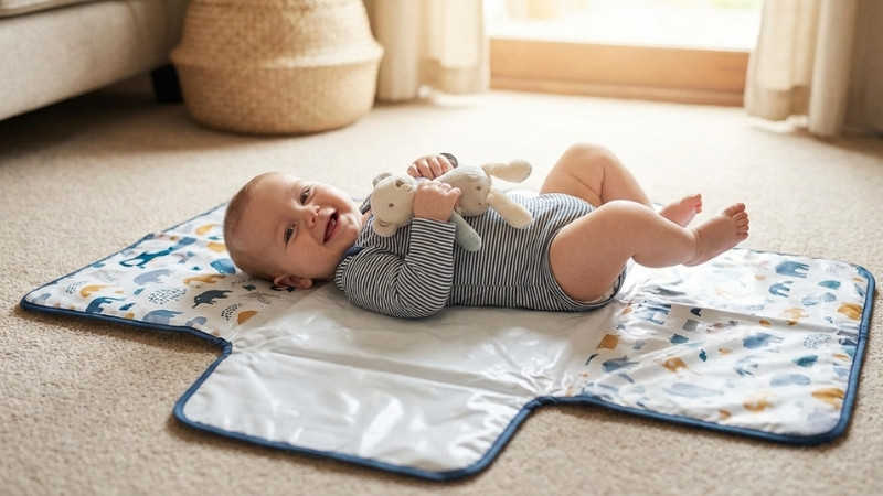 Chọn đệm l&oacute;t chống thấm cho b&eacute; cần chất liệu an to&agrave;n, tho&aacute;ng kh&iacute;, chống tr&agrave;n tốt, dễ vệ sinh