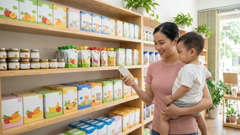 Chọn dinh dưỡng cho b&eacute; cần r&otilde; nguồn gốc, đ&uacute;ng độ tuổi, th&agrave;nh phần an to&agrave;n v&agrave; hạn d&ugrave;ng đảm bảo