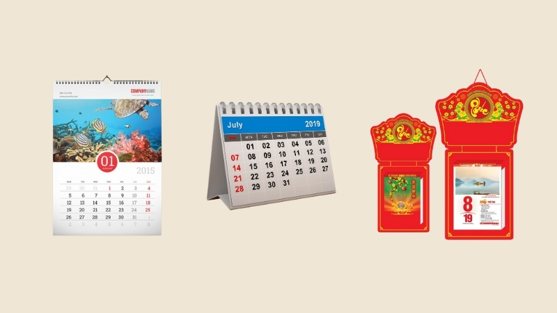 Đa dạng chủng loại từ lịch treo tường truyền thống đến lịch để b&agrave;n hiện đại