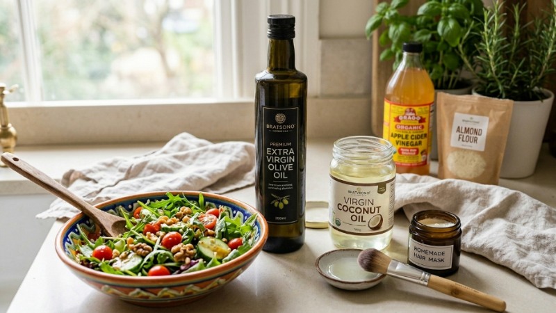 Dầu olive b&iacute; kịp tạo n&ecirc;n m&oacute;n salad ngon trong khi dầu dừa ph&ugrave; hợp cho Eat Clean v&agrave; l&agrave;m đẹp