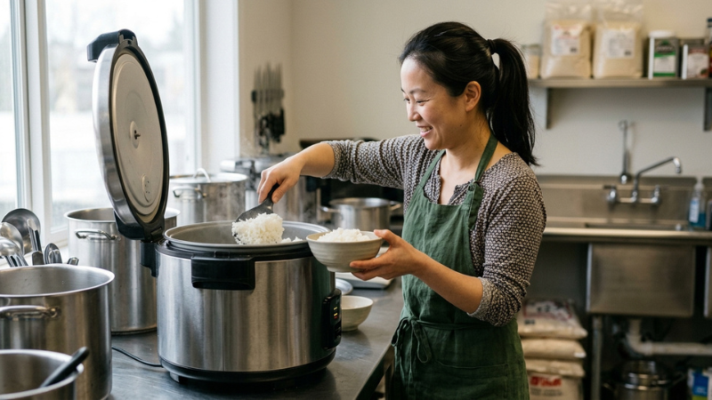 Nấu lượng lớn cơm nhanh ch&oacute;ng, tiết kiệm thời gian v&agrave; c&ocirc;ng sức mỗi ng&agrave;y