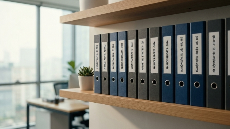 B&igrave;a hộp đựng t&agrave;i liệu gi&uacute;p sắp xếp hồ sơ khoa học, tạo ấn tượng chuy&ecirc;n nghiệp cho kh&ocirc;ng gian l&agrave;m việc