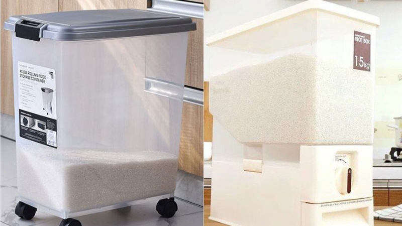 Th&ugrave;ng đựng gạo c&oacute; thiết kế k&iacute;n, giữ gạo lu&ocirc;n sạch v&agrave; an to&agrave;n khi sử dụng