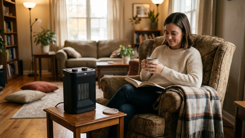 C&ocirc;ng nghệ sưởi gốm PTC gi&uacute;p kh&ocirc;ng gian ấm l&ecirc;n nhanh ch&oacute;ng m&agrave; vẫn tiết kiệm điện năng