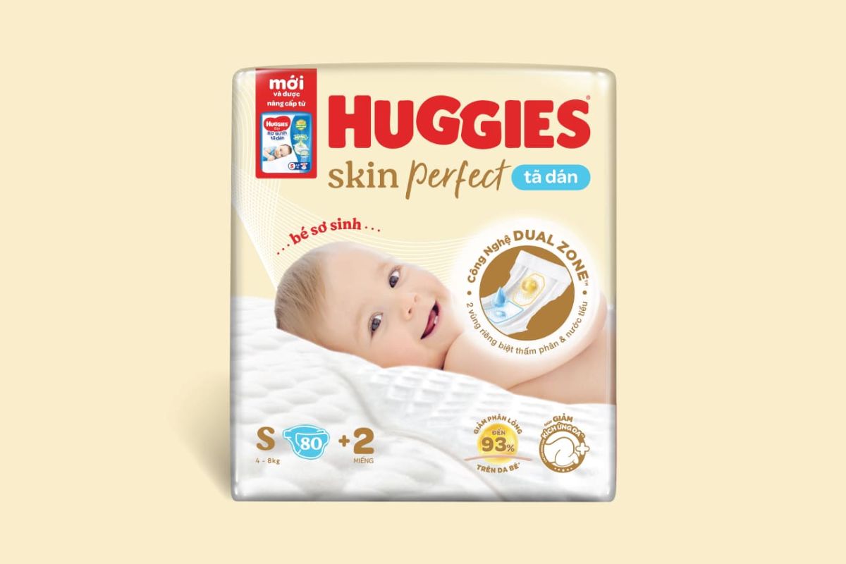 Tã dán sơ sinh Huggies Skin Perfect size S
