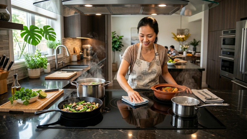 Nấu nhanh hơn an toàn hơn sạch đẹp hơn trong một chiếc bếp điện kết hợp hiện đại