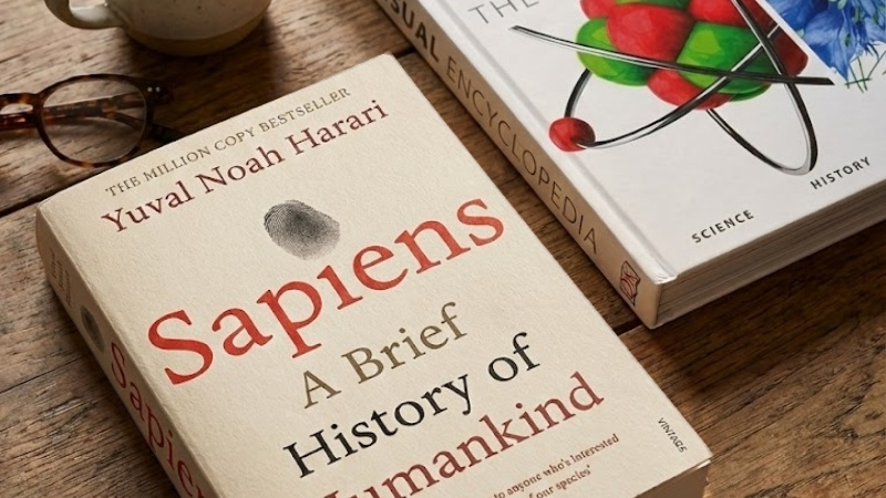 Những t&aacute;c phẩm kinh điển như "Sapiens" hay B&aacute;ch khoa thư DK lu&ocirc;n l&agrave; lựa chọn h&agrave;ng đầu của độc giả