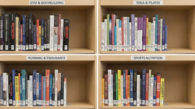 Danh mục sách thể dục tại Tiki đa dạng từ gym, yoga, chạy bộ đến dinh dưỡng thể thao