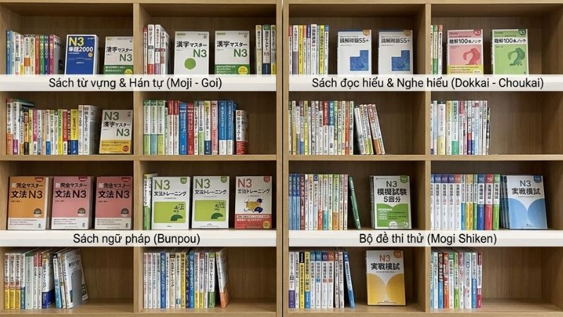 S&aacute;ch N3 tại Tiki chia theo từ vựng, ngữ ph&aacute;p, nghe đọc v&agrave; đề thi gi&uacute;p &ocirc;n tập hiệu quả
