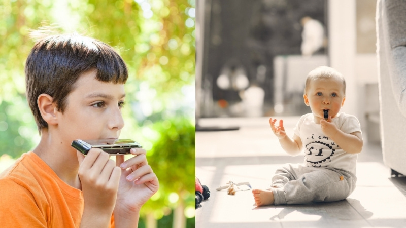 K&egrave;n Harmonica gi&uacute;p b&eacute; r&egrave;n hơi thở, tư duy; c&ograve;i, k&egrave;n cổ vũ tạo hứng th&uacute; vận động