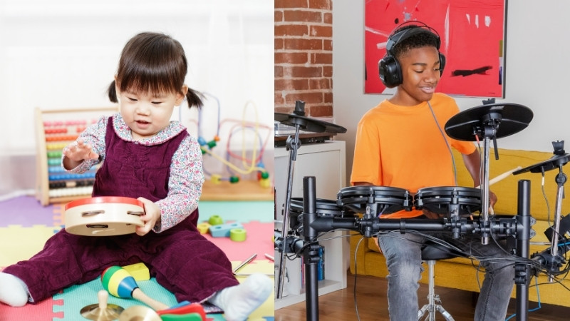 Nhạc cụ g&otilde; cầm tay cho b&eacute; nhỏ, trống điện tử, b&agrave;n nhạc gi&uacute;p b&eacute; chơi vui v&agrave; học &acirc;m thanh