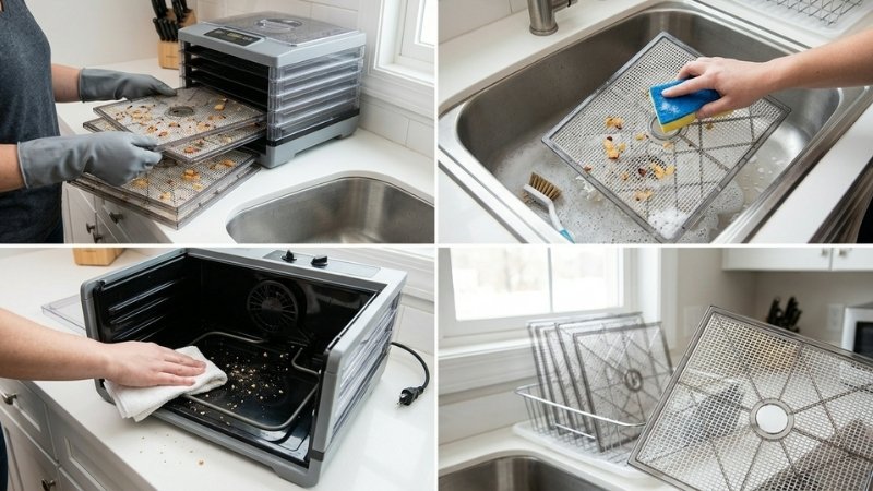 Th&aacute;i đều thực phẩm, kh&ocirc;ng xếp chồng khay v&agrave; vệ sinh bằng khăn mềm gi&uacute;p m&aacute;y lu&ocirc;n bền đẹp
