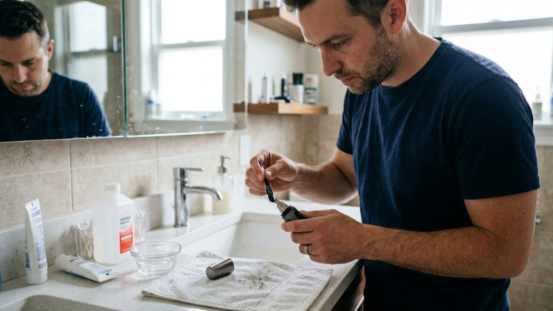 Vệ sinh đầu cắt sạch sẽ v&agrave; th&aacute;o pin khi kh&ocirc;ng d&ugrave;ng l&acirc;u ng&agrave;y để bảo vệ m&aacute;y