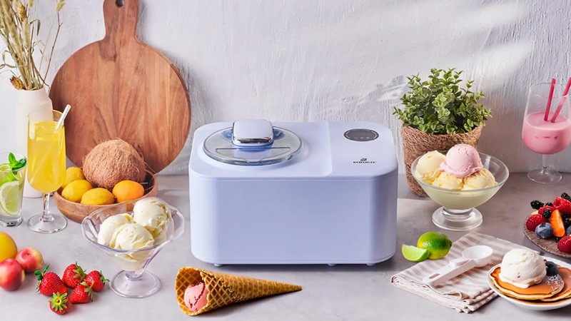 Cấu tạo m&aacute;y l&agrave;m kem gồm &acirc;u chứa động cơ trục khuấy v&agrave; nguy&ecirc;n l&yacute; l&agrave;m lạnh tạo kem mịn