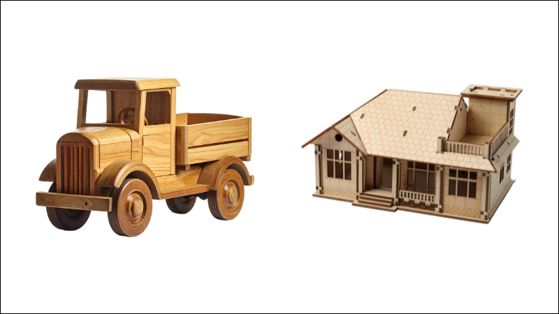 Đồ chơi gỗ nhập vai xe cộ, nh&agrave; cửa thiết kế bo tr&ograve;n an to&agrave;n