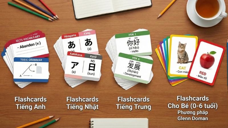 Kh&aacute;m ph&aacute; c&aacute;c loại flashcards tại Tiki