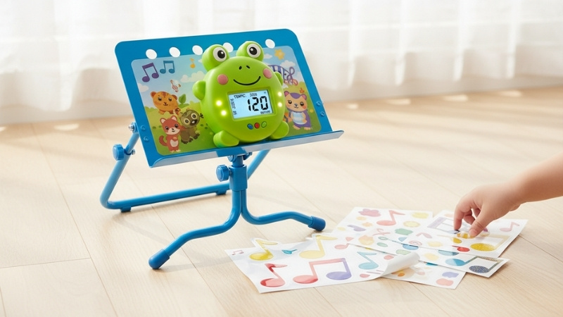 Gi&aacute; nhạc, m&aacute;y đập nhịp, sticker nốt nhạc gi&uacute;p b&eacute; học nhạc dễ hiểu v&agrave; hứng th&uacute; hơn