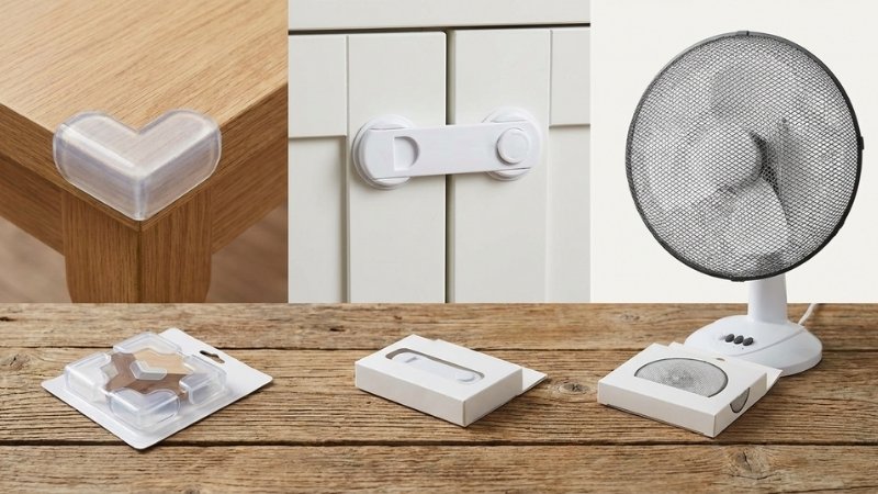 Chọn bịt góc, khóa tủ, lưới bọc quạt phù hợp từng không gian giúp bảo vệ bé an toàn khi vui chơi