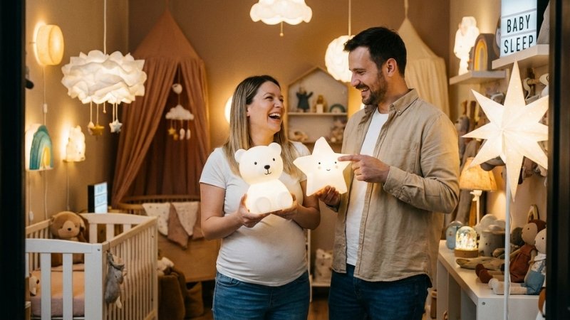 Chọn đ&egrave;n ngủ cho b&eacute; cần &aacute;nh s&aacute;ng dịu, chất liệu an to&agrave;n, pin sạc tiện lợi v&agrave; t&iacute;nh năng hỗ trợ ngủ