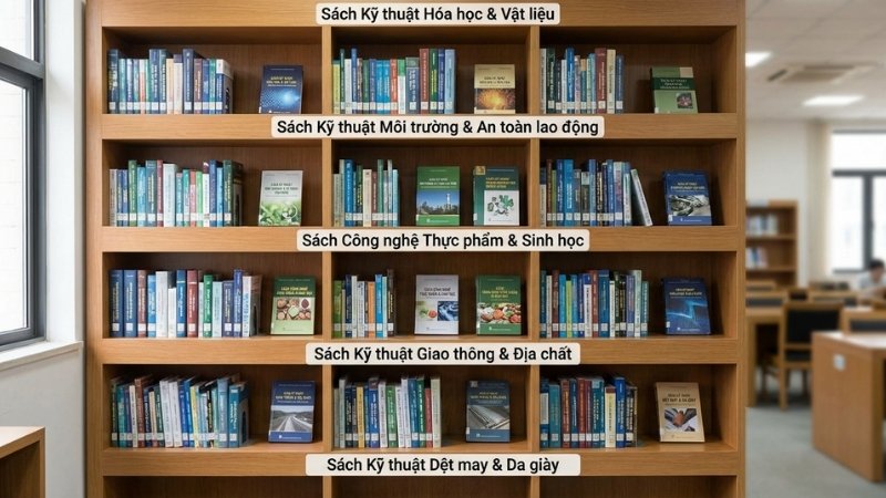 Tiki tổng hợp s&aacute;ch kỹ thuật kh&aacute;c theo ng&agrave;nh như h&oacute;a - vật liệu, m&ocirc;i trường, thực phẩm, giao th&ocirc;ng, dệt may