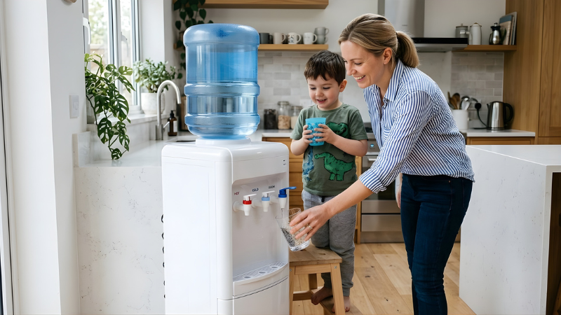 Bình nước úp ngược mang đến sự tiện nghi và nguồn nước nóng lạnh an toàn cho cả gia đình