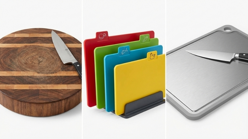 Mỗi chất liệu thớt nh&agrave; bếp đều mang lại những ưu điểm ri&ecirc;ng biệt cho từng t&aacute;c vụ băm chặt hay th&aacute;i lọc