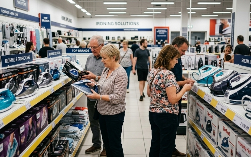 Kh&aacute;ch h&agrave;ng đang lựa chọn mua c&aacute;c mẫu b&agrave;n ủi kh&ocirc;&nbsp;