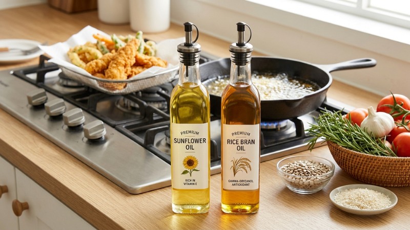 Dầu hướng dương v&agrave; dầu gạo gi&uacute;p bảo vệ sức khỏe cho tim mạch