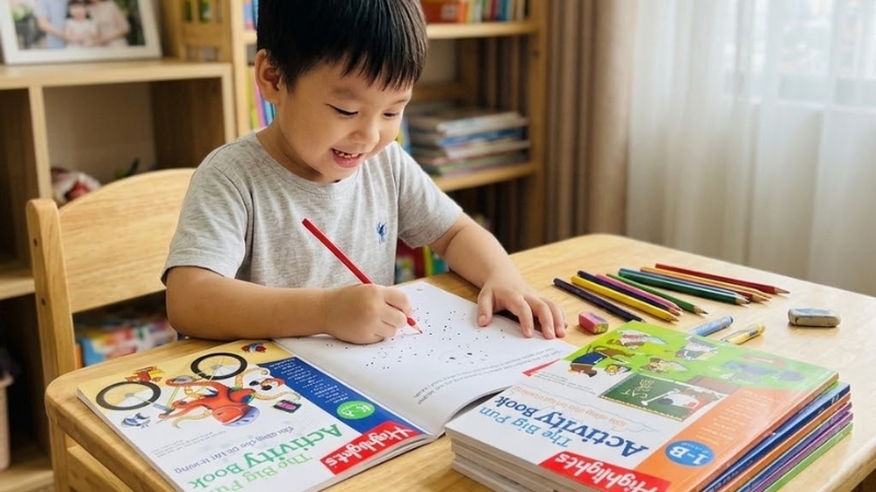 S&aacute;ch Activity với tr&ograve; chơi, t&ocirc; m&agrave;u v&agrave; giải đố gi&uacute;p b&eacute; học tập hiệu quả