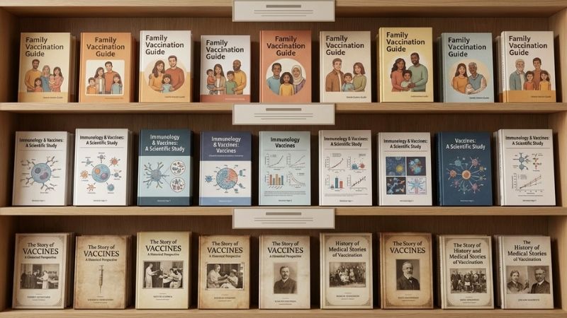 Sách tiêm chủng tại Tiki gồm cẩm nang gia đình, chuyên khảo miễn dịch và lịch sử y học
