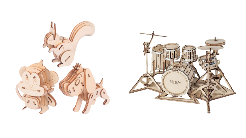 M&ocirc; h&igrave;nh lắp r&aacute;p gỗ 3D động vật & nhạc cụ, r&egrave;n luyện tr&iacute; n&atilde;o