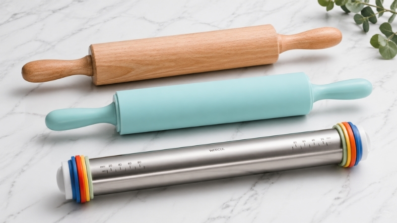 C&aacute;c d&ograve;ng c&acirc;y c&aacute;n bột đa dạng từ c&acirc;y c&aacute;n gỗ truyền thống đến c&acirc;y c&aacute;n silicone chống d&iacute;nh hiện đại