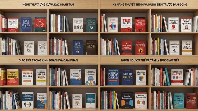 S&aacute;ch giao tiếp tại Tiki đa dạng từ ứng xử, thuyết tr&igrave;nh đến đ&agrave;m ph&aacute;n, t&acirc;m l&yacute; học thực tiễn