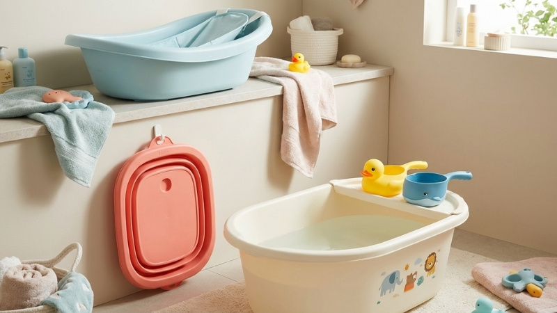 Ca, thau, chậu tắm cho b&eacute; tại Tiki gồm loại sơ sinh, gấp gọn, cỡ lớn v&agrave; ca dội tiện lợi