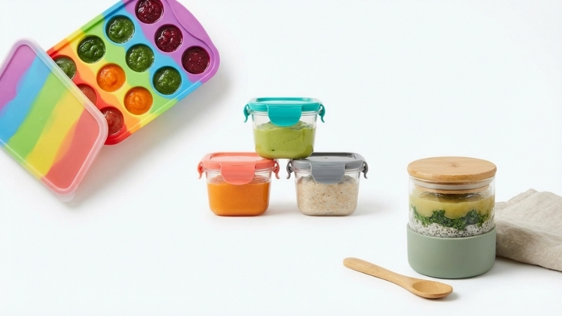 T&ugrave;y thuộc v&agrave;o giai đoạn ăn dặm v&agrave; th&oacute;i quen sử dụng, ba mẹ c&oacute; thể chọn khay đựng c&oacute; chất liệu ph&ugrave; hợp