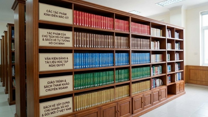 Danh mục gồm t&aacute;c phẩm M&aacute;c-L&ecirc;nin, s&aacute;ch Hồ Ch&iacute; Minh, văn kiện Đảng, gi&aacute;o tr&igrave;nh v&agrave; s&aacute;ch về CNXH, Đổi mới