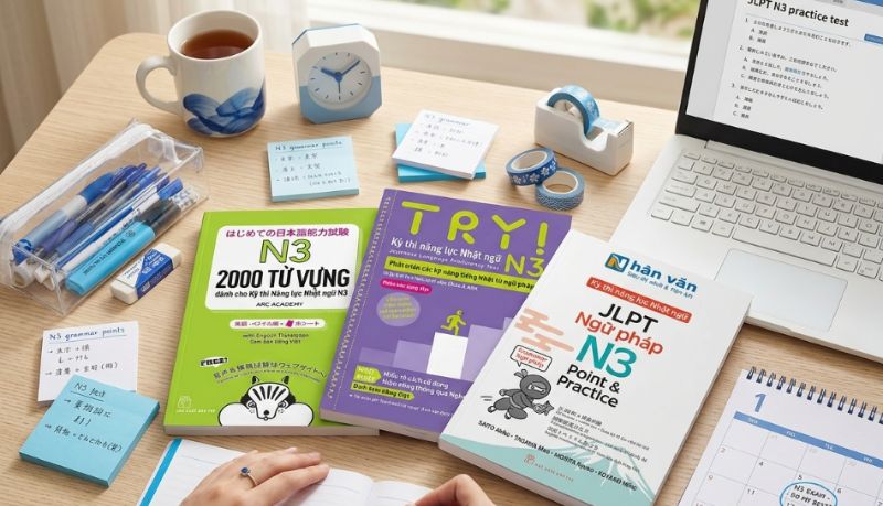 Sách luyện thi N3 giúp bạn ôn tập bài thi trung cấp hiệu quả