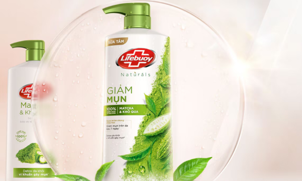 Sữa tắm Lifebuoy Matcha & Khổ Qua kháng khuẩn và loại bỏ vi khuẩn gây mụn