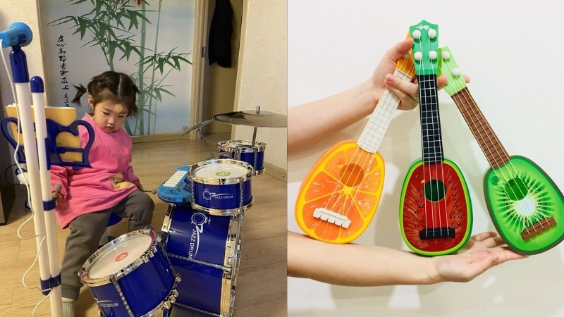 Nhạc cụ g&otilde; r&egrave;n nhịp điệu, vận động, đ&agrave;n piano, guitar đồ chơi gi&uacute;p b&eacute; ph&aacute;t triển giai điệu v&agrave; kh&eacute;o l&eacute;o