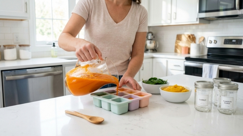 Hộp chia đồ ăn gi&uacute;p mẹ tiết kiệm thời gian chế biến m&agrave; vẫn giữ trọn vẹn dinh dưỡng cho b&eacute; y&ecirc;u