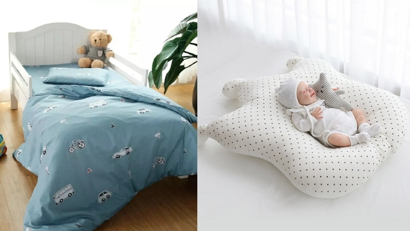 Chọn chăn gối an to&agrave;n cho b&eacute; bằng vải cotton/organic, mỏng nhẹ, m&agrave;u dịu, thương hiệu uy t&iacute;n