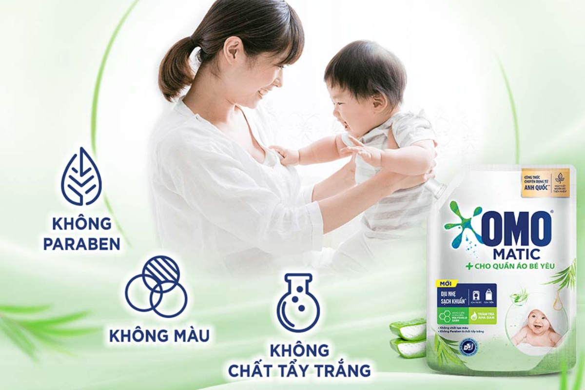 Nước giặt OMO cho b&eacute; c&oacute; tốt kh&ocirc;ng