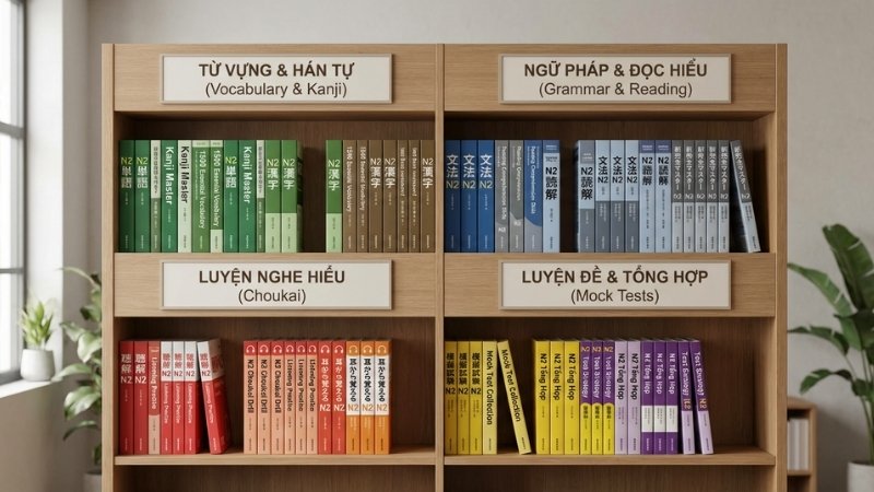 S&aacute;ch N2 tại Tiki được chia theo từng kỹ năng, dễ chọn lộ tr&igrave;nh &ocirc;n tập hiệu quả