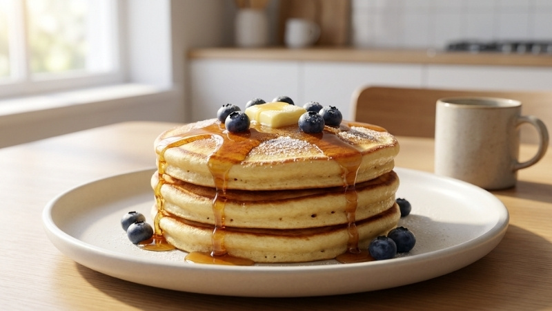 Những chiếc b&aacute;nh Pancake v&agrave;ng ươm l&agrave; khởi đầu l&yacute; tưởng cho một ng&agrave;y mới tr&agrave;n đầy năng lượng